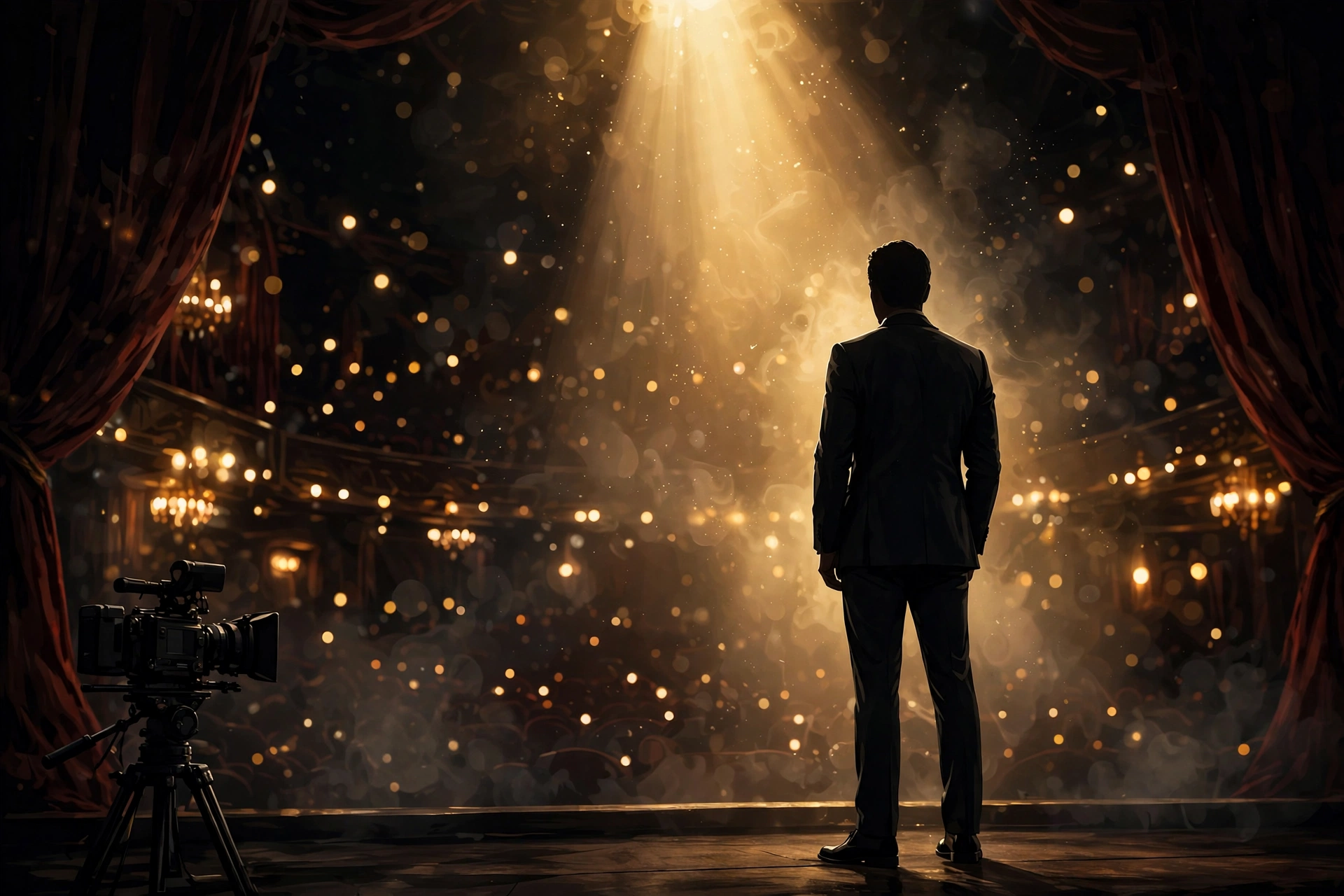 Actor spotlight performance on stage