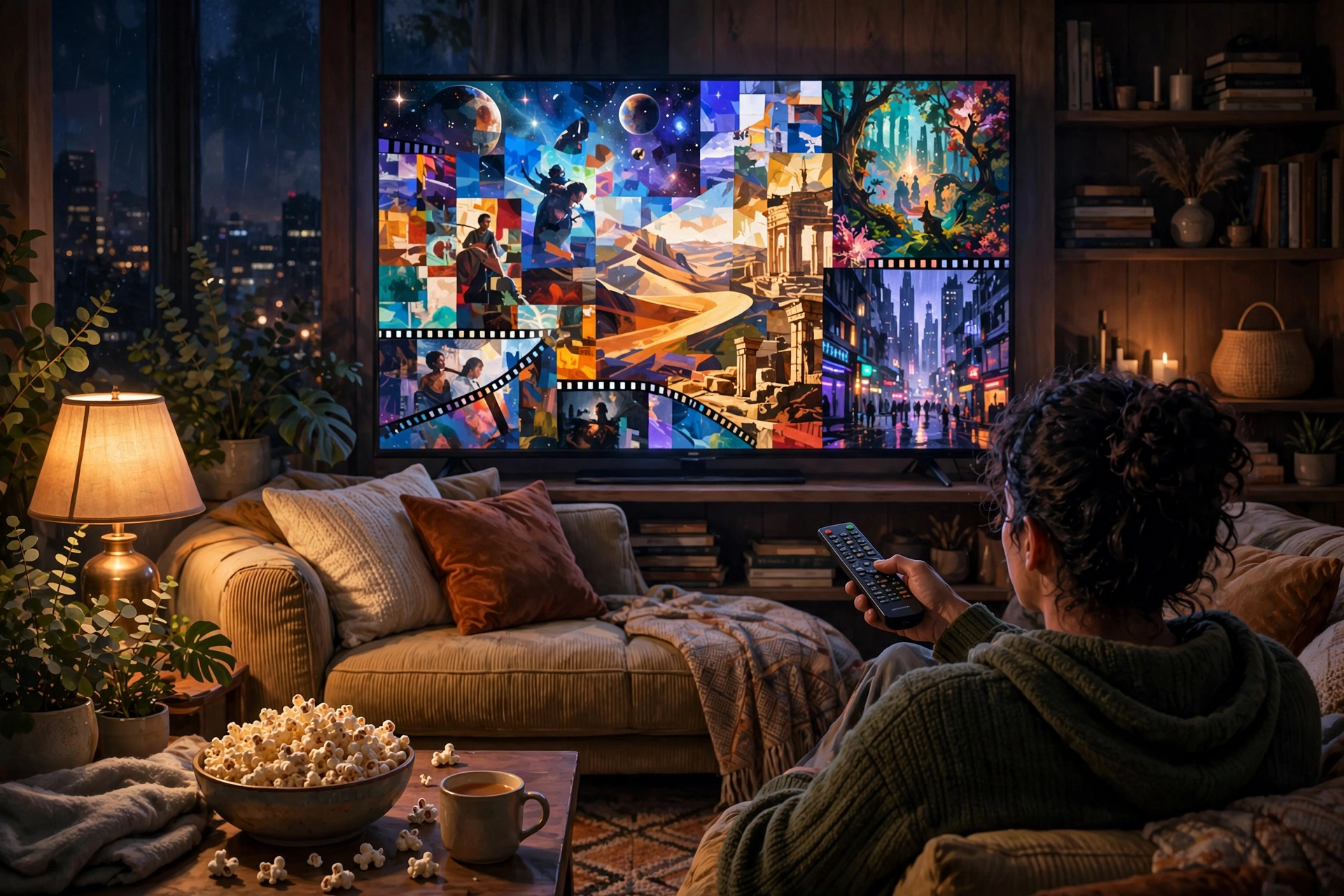 Person choosing what to watch on TV