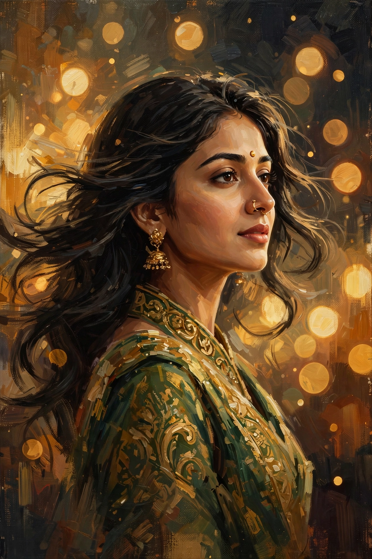 Mahira Khan's 8 Best Performances, Ranked 1 Cinematic portrait illustration of a Pakistani actress in dramatic golden film lighting